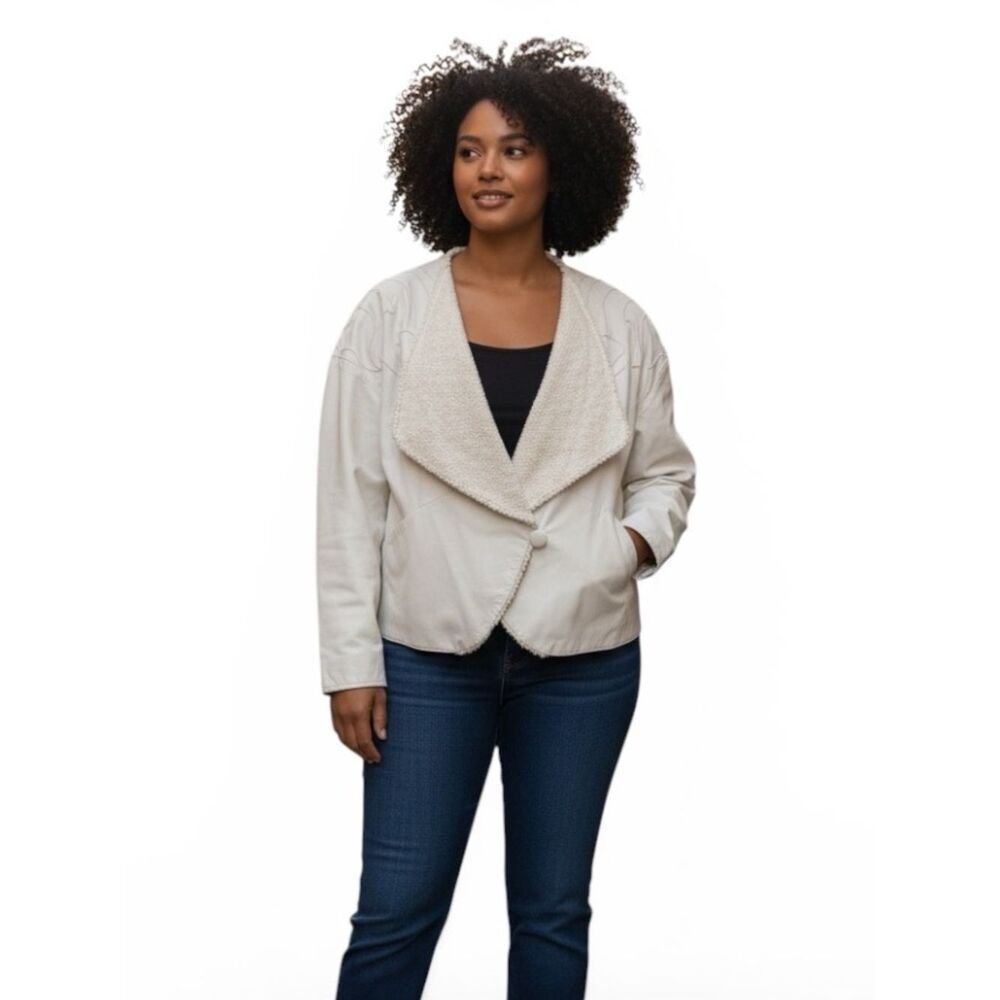 Vintage Norma White Leather Jacket size M